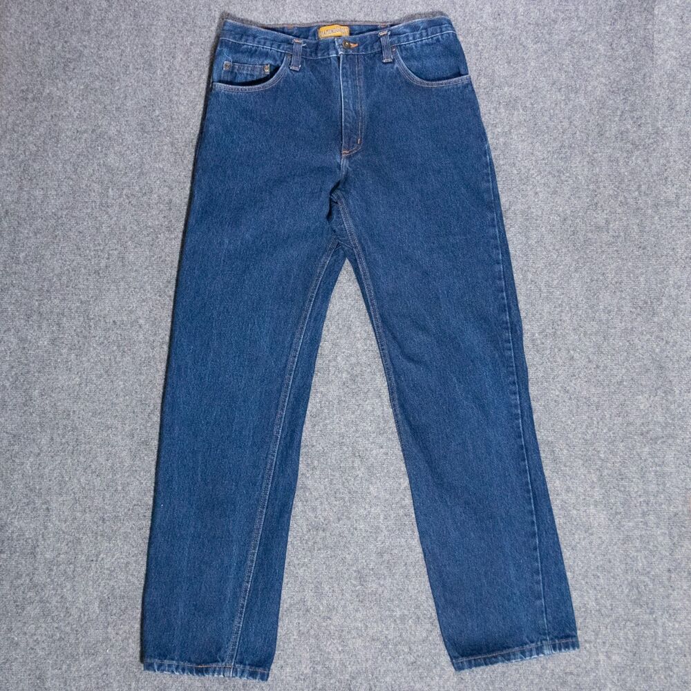 Diamond Gusset Jeans Blue Straight Leg Men's 34x33 Made in USA Cotton DMR-101D